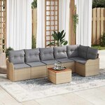 vidaXL Ensemble de canapé de jardin 7 Pièces Beige  gris clair
