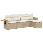 vidaXL Salon de jardin avec coussins 5 Pièces beige résine tressée