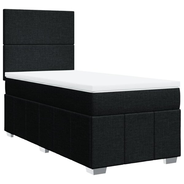 vidaXL Sommier à lattes de lit et matelas Noir 80x200 cm Tissu
