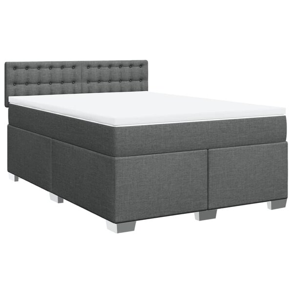 vidaXL Sommier à lattes de lit avec matelas Gris foncé 140x200cm Tissu