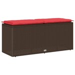 vidaXL Banc de jardin avec coussin marron 110x40x44 cm résine tressée