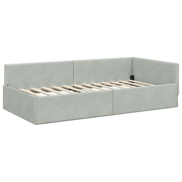 vidaXL Cadre de lit d'angle Autre Gris clair 90 x 190 cm