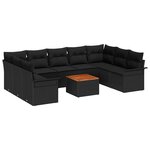 vidaXL Ensemble de canapé de jardin 10 Pièces Noir Poly rotin