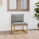 Vidaxl canapé central de jardin avec coussins bois imprégné de vert