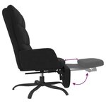 vidaXL Chaise de relaxation avec repose-pied Noir Tissu