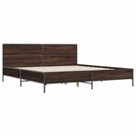vidaXL Cadre de lit chêne marron 200x200 cm bois d'ingénierie et métal