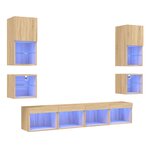vidaXL Unités murales TV avec LED 8 Pièces chêne sonoma bois d'ingénierie