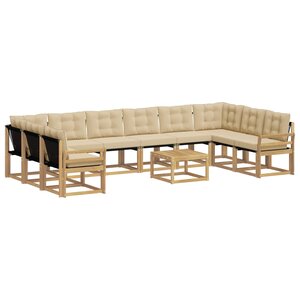 vidaXL Ensemble de canapés d'extérieur 11 Pièces Blanc et Beige