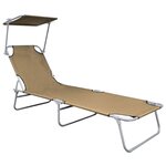 vidaXL Chaise longue pliable avec auvent Taupe Aluminium