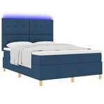 vidaXL Lit à ressort LED avec matelas Bleu 140 x 200 cm tissu
