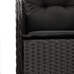 vidaXL Ensemble à manger de jardin coussins 7Pièces Noir Résine tressée