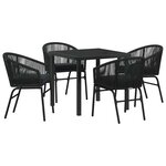vidaXL Ensemble de salle à manger pour jardin 5 Pièces Noir