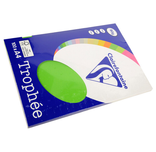 Ramette 100 Feuilles Papier 80g A4 210x297 mm Certifié FSC vert menthe TROPHÉE