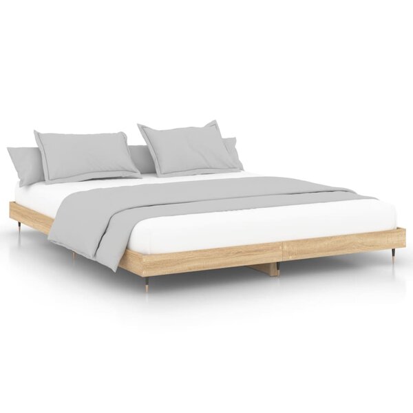 vidaXL Cadre de lit chêne sonoma 150x200 cm bois d'ingénierie