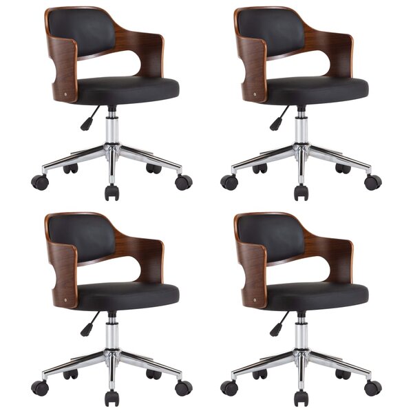 vidaXL Chaises pivotantes à manger lot de 4 bois courbé et similicuir