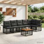 vidaXL Ensemble de canapés d'extérieur 7 pc Noir et Gris foncé
