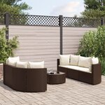 vidaXL Salon de jardin avec coussins 7 Pièces marron résine tressée