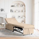 vidaXL Canapé-Lit Crème 67 x 194 x 82 cm Tissu en microfibre