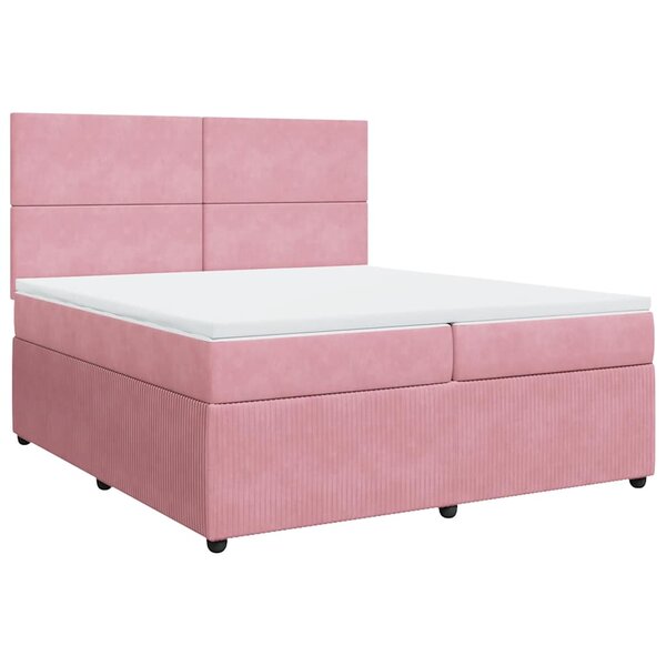 vidaXL Sommier à lattes de lit avec matelas Rose 200x200 cm Velours