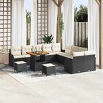 vidaXL Ensemble de canapé de jardin 13 Pièces Noir polyrotin