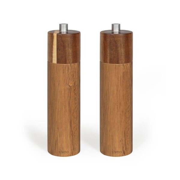 2 moulins sel et poivre manuels MEN425 40 ml - Bois d'acacia - Meule céramique - Moulure réglable