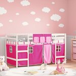 vidaXL Lit mezzanine enfants avec rideaux sans matelas rose 80x200cm