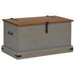 vidaXL Coffre de rangement HALDEN gris 91x48x47 cm bois massif pin