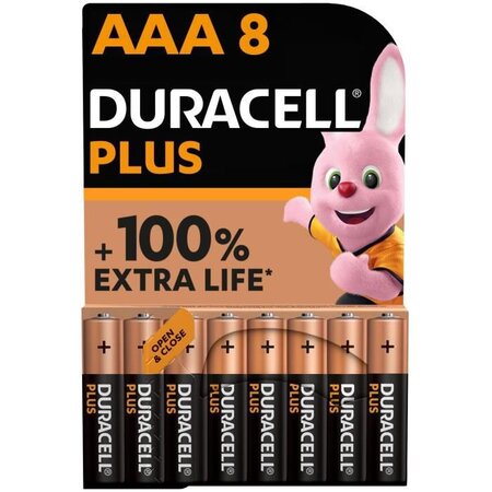Duracell - piles alcalines aaa plus  1.5 v lr03  paquet de 8
