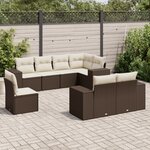 vidaXL Salon de jardin 8 Pièces avec coussins marron résine tressée