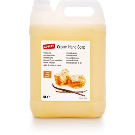Savon-crème nourrissant pour les mains, Vanille et miel, Jaune, Bidon 5L (bouteille 5 litres)