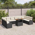vidaXL Ensemble de canapé de jardin 11 Pièces Noir Poly rotin