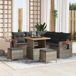 vidaXL Ensemble de canapé de jardin avec coussin Gris Poly rotin