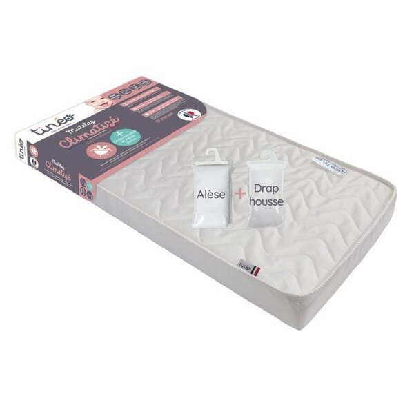 Matelas climatisé 70 x 140 x 10 cm - Livré avec drap housse et alese