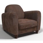 IKAINEN Fauteuil club en tissu Marron - Vintage - L 89 x P 81 x H 75 cm