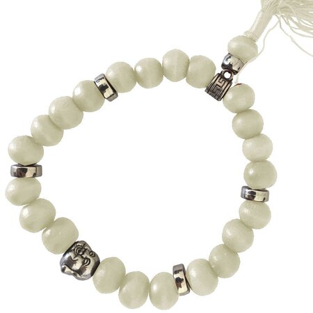 Bracelet bouddhiste en perles de bois - modèle beige