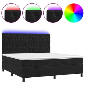 vidaXL Sommier à lattes de lit matelas et LED Noir 180x200 cm Velours