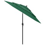 vidaXL Parasol de jardin à 3 niveaux avec mât en aluminium vert 2 5 m