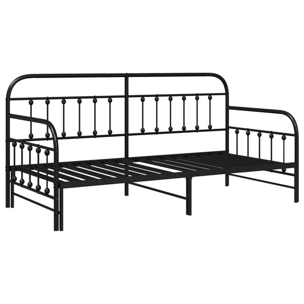 Cadre de lit jour vidaXL avec lit gigogne noir 100x190 cm en acier