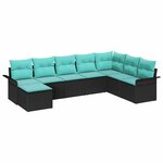 vidaXL Ensemble de canapé de jardin avec coussin 8 Pièces Noir polyrotin