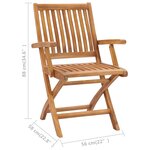Vidaxl chaises pliables de jardin avec coussins 6 pièces bois de teck