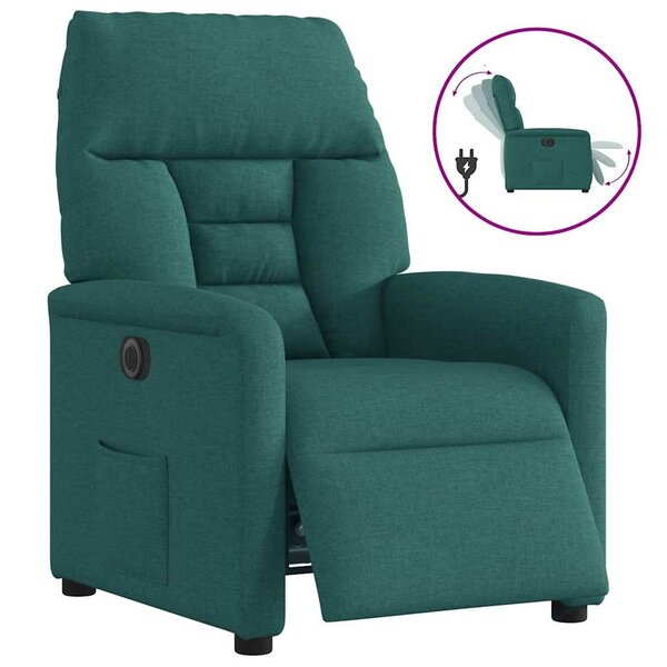 vidaXL Fauteuil inclinable électrique Vert foncé Tissu