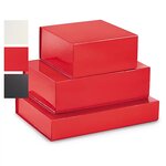 Boîte cadeau pelliculée rouge avec fermeture aimantée 37 5 x 26 5 x 6 5 cm (lot de 10)