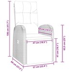 vidaXL Chaises de jardin inclinables 3 Pièces Noir 80 x 80 x 73 cm
