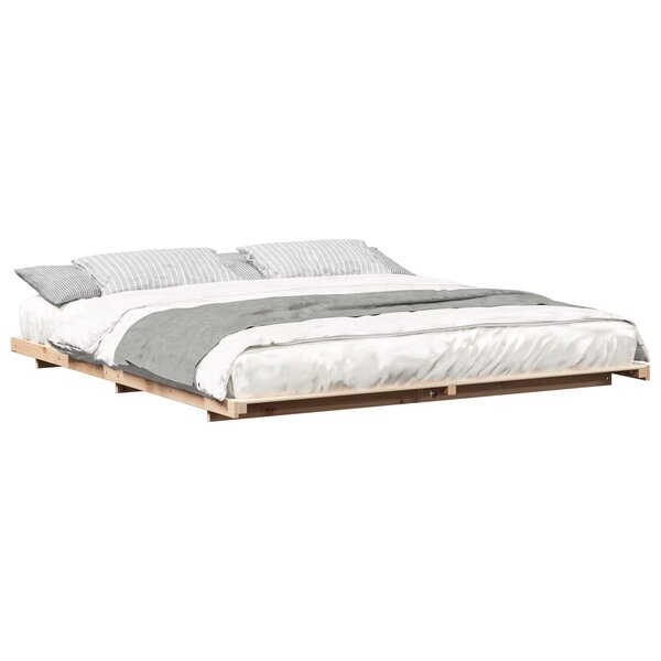 vidaXL Cadre de lit surélevé Marron 200 x 220 cm Bois massif en pin