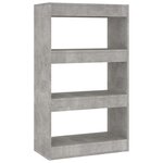 vidaXL Bibliothèque/séparateur de pièce gris béton bois d'ingénierie