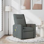 vidaXL Fauteuil inclinable de massage en tissu gris foncé