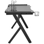 Bureau table poste de travail meuble d'ordinateur informatique étude de jeu à LED en forme de Y 110 x 60 x 75 cm noir 02_0023776