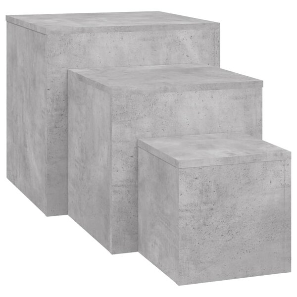 vidaXL Tables d'appoint 3 Pièces Gris béton Bois d’ingénierie