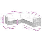 vidaXL Salon de jardin 5 Pièces avec coussins gris résine tressée