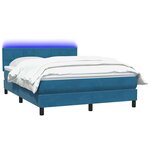 vidaXL Sommier à lattes de lit et matelas et LED bleu foncé 160x210cm velours